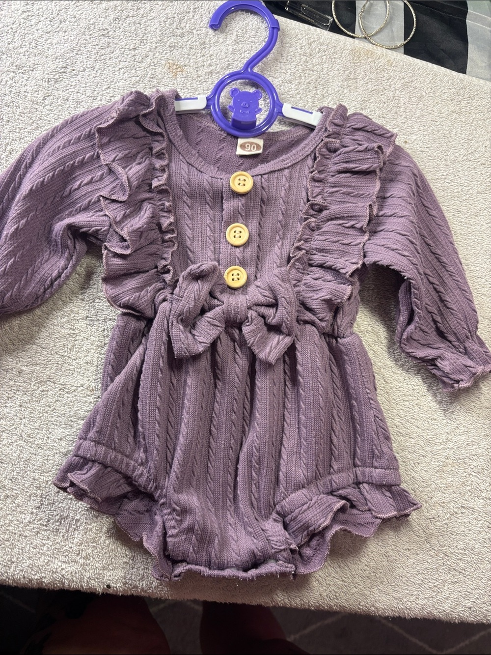 Unlisted Purple Ruffle Button Front Baby One-Piece
